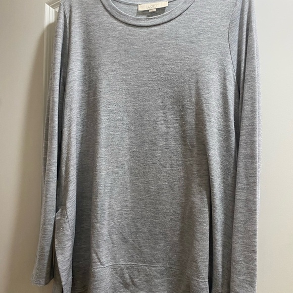 LOFT Gray Crew Neck Sweater